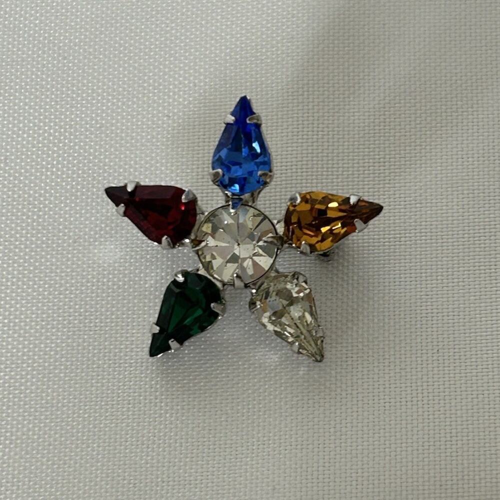 Lovely Silver Tone Multi-Colored B. David Order Of The Eastern Star Pin. 1"